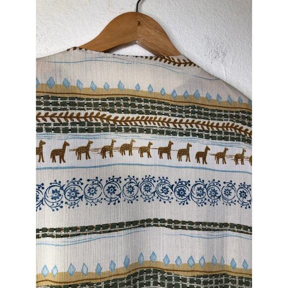 Vintage Alfred Dunner Camel Print Button-Front Top Earthy Tribal Boho Size: 8 - Picture 10 of 15